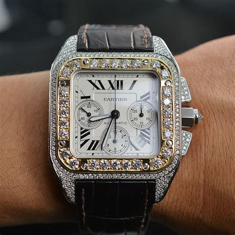 cartier santos 100 diamonds|cartier santos 100 xl chrono.